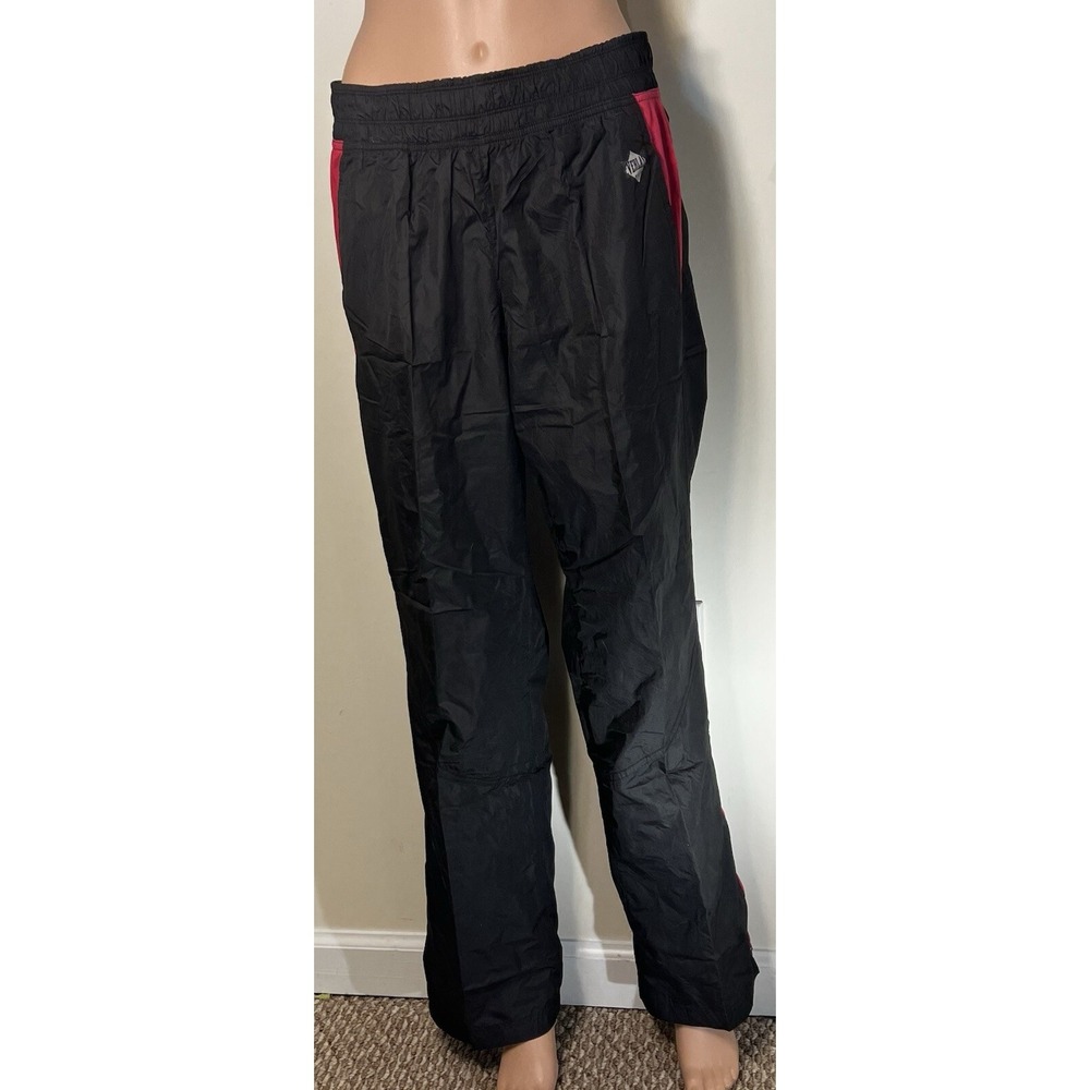 DANSKIN Now Track Pant M8/10 Windbreaker Black Pink‎ Mesh Lined Leg Zip Jogger